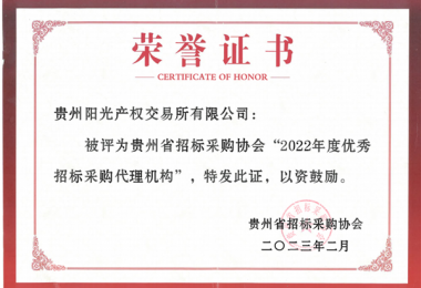 貴州陽光產權交易所連續4年榮獲省級優秀招標代理機構榮譽